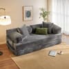 Front. Ovios - 80" Convertible Sleeper Sofa Bed, Comfy Loveseat, Corduroy Modular Couch for Living Room - Grey.