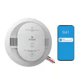 Kidde - Hardwired Ring App Enabled Smart Smoke & Carbon Monoxide Detector, AA Battery Backup, Voice Alerts, Interconnected Alarm - White