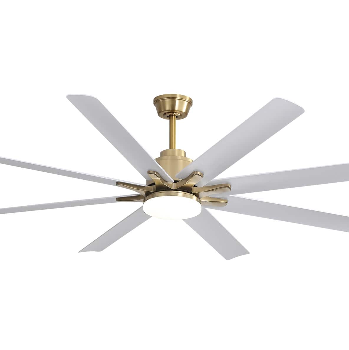 Sofucor - 52''/66'' Smart Ceiling Fan with Light Alexa/Google App/Remote Control Industrial Ceiling Fan for Patios Shop Commercial - 66inch-Gold White