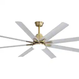 Sofucor - 52''/66'' Smart Ceiling Fan with Light Alexa/Google App/Remote Control Industrial Ceiling Fan for Patios Shop Commercial - 66inch-Gold White