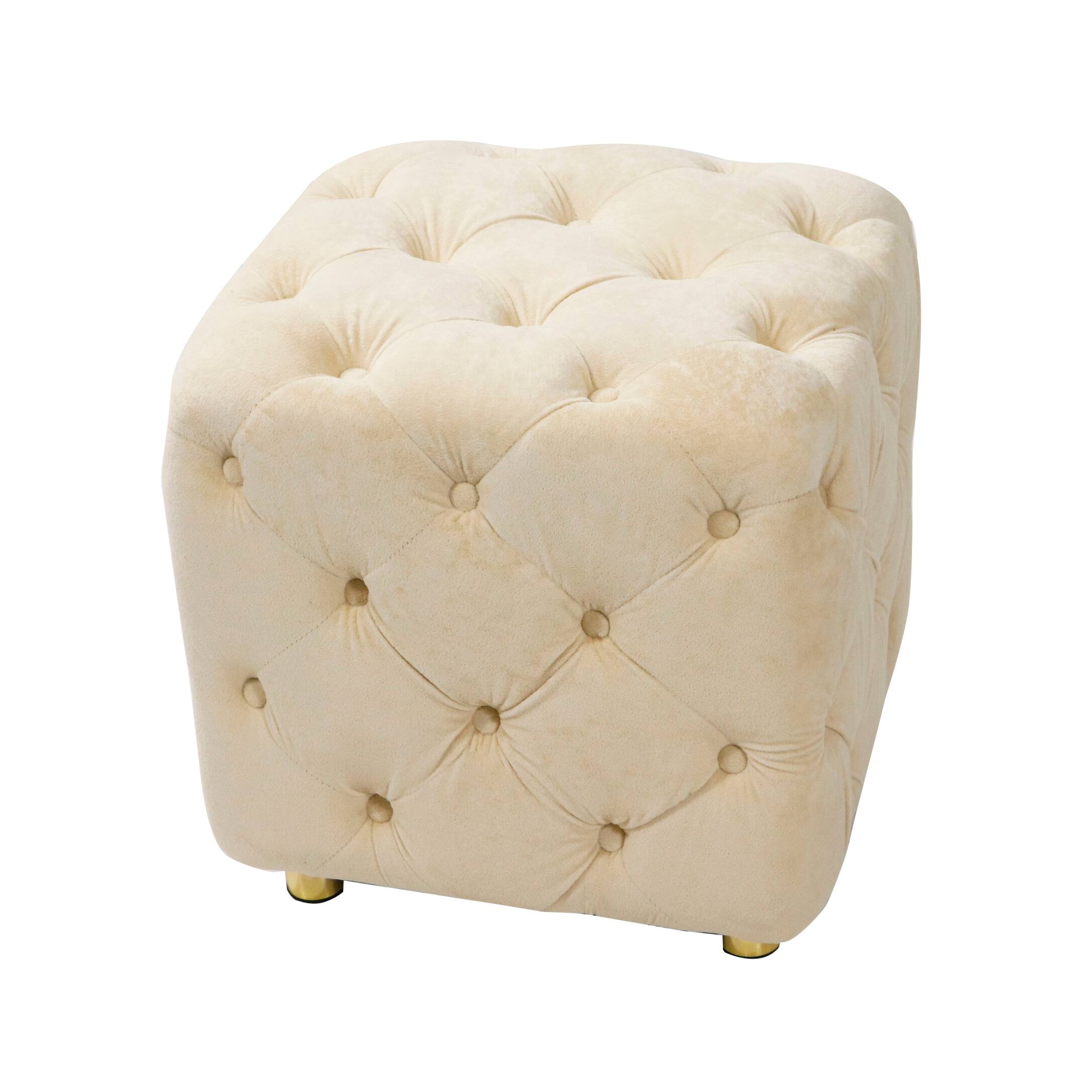 Alt View 1. GOODSILO - Modern Velvet Upholstered Ottoman with Storage, Versatile Foot Stool and End Table for Living Room and Bedroom - Beige.