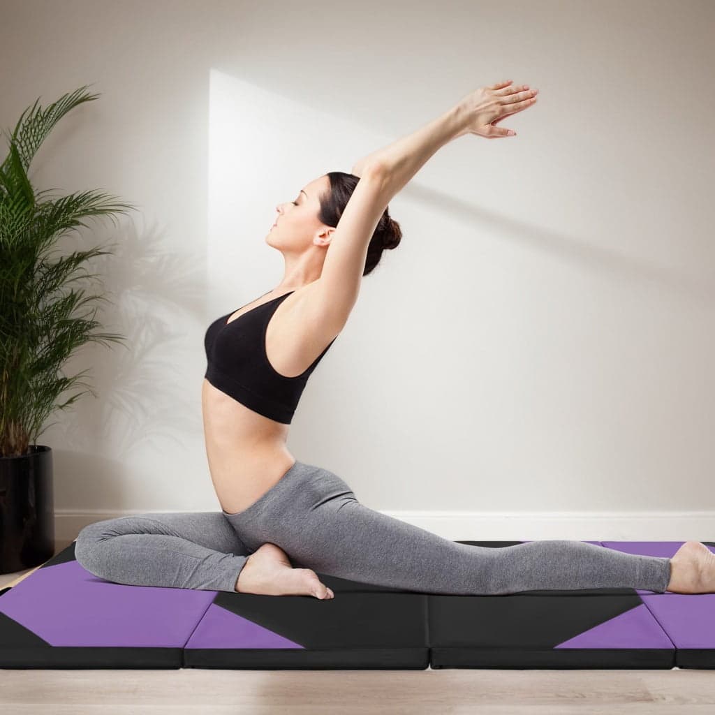 Kadyn - Gymnastics Mat, Exercise Tumbling Mat,10' x 4' x 2" Folding Exercise Mat with Hook and Loop Fasteners - Purple