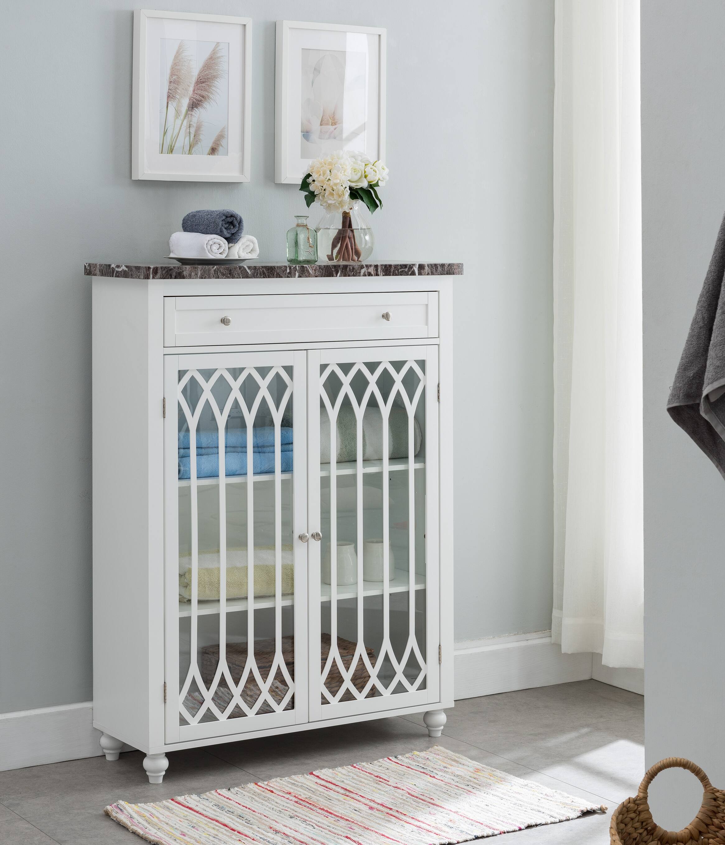 Angle. Kings Brand Furniture - Kings Brand Furniture – Newberry Free Standing Bathroom Storage Cabinet, White - White.