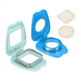Unique Bargains - 2pcs Crustless Sandwich Cutter, Round/Square Apple Shape Uncrustable Sealer for DIY Lunch - Blue/Light Blue