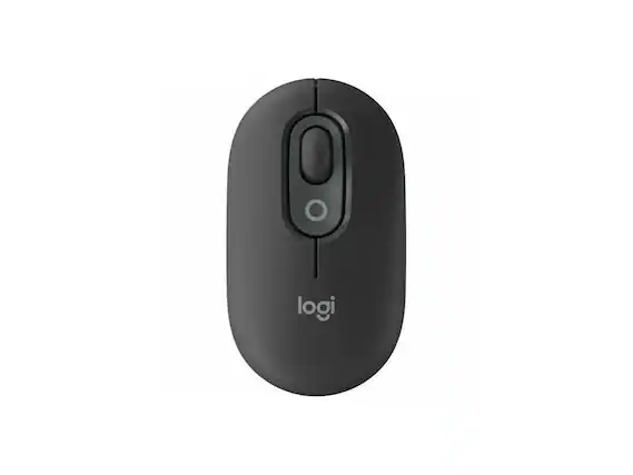 Front. Logitech - Logitech POP Mouse, Wireless Bluetooth, SilentTouch, Emoji Customization, Multi-Device, Compact - Graphite - Graphite.