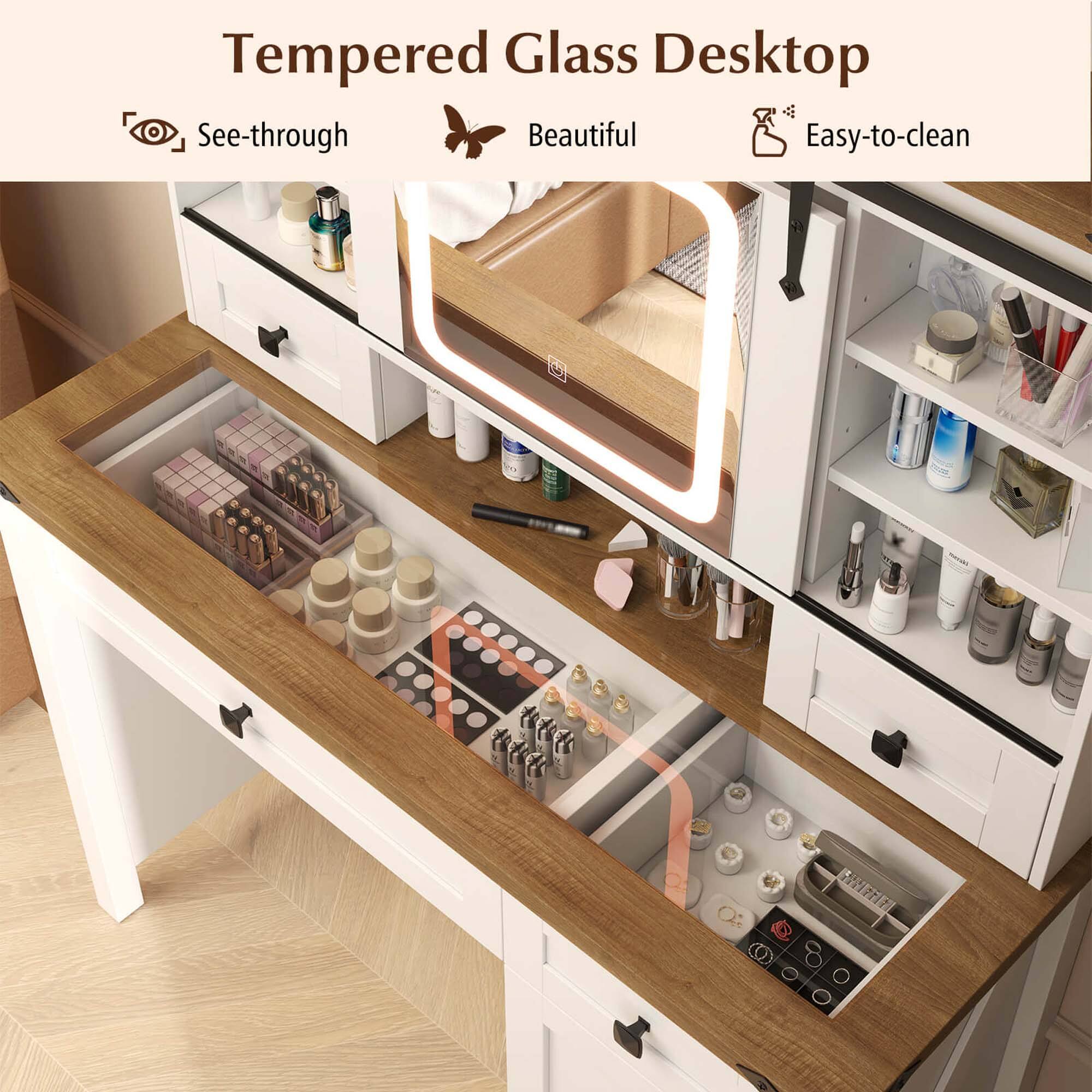 Tempered Glass Desktop

- See-through
- Beautiful
- Easy-to-clean