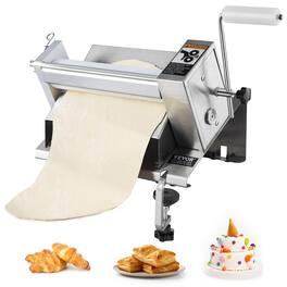 VEVOR - Manual Dough Sheeter Machine, Puff Pastry Sheeter and Fondant Roller, Removable Handle, Panel, Roller for Easy Cleaning - Silver