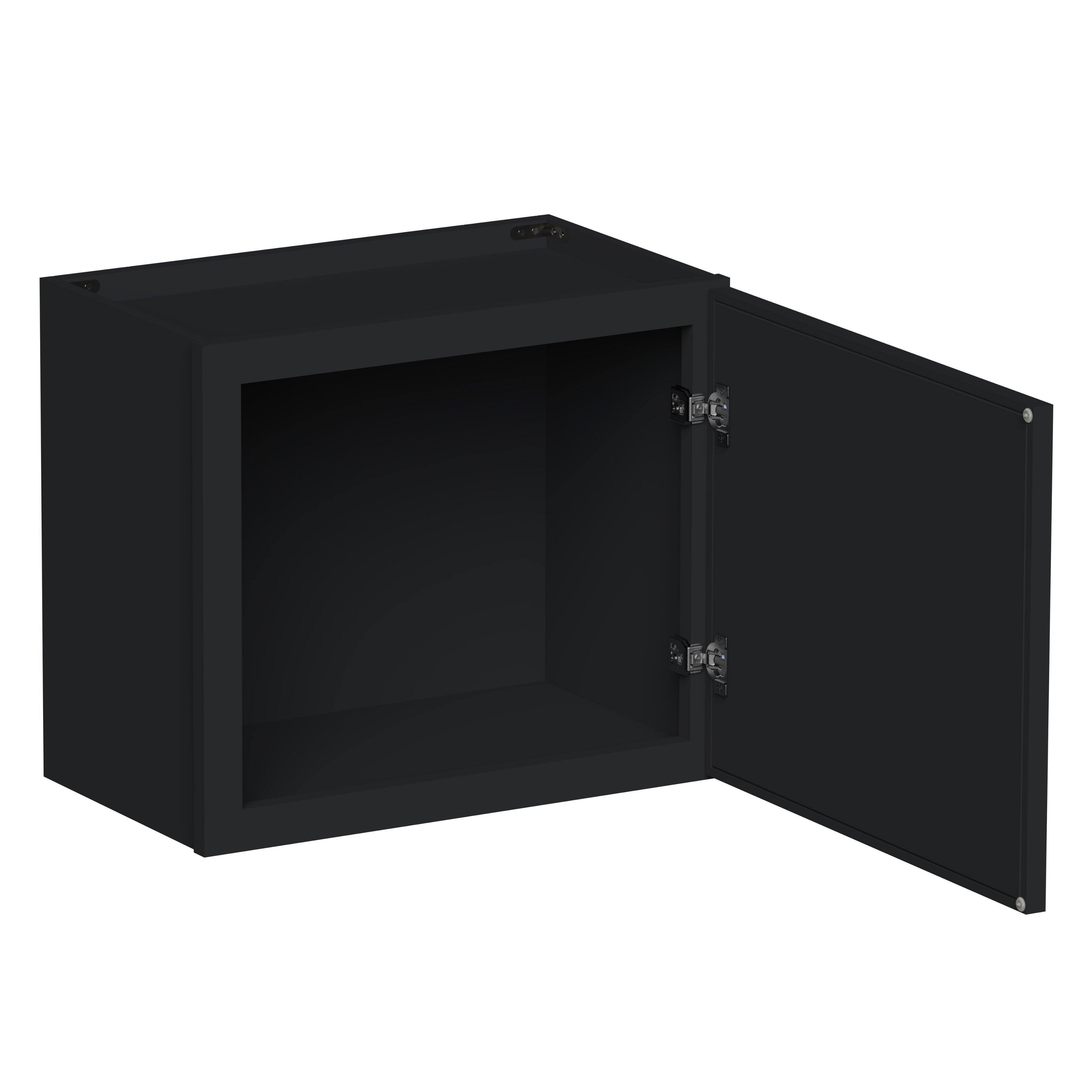 Angle. Boyel Living - 21-in W x 18-in H x 12-in D Shaker RTA Kitchen Wall Cabinet with Soft-Close - Black.