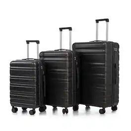 Ecooso - 20"/24"/28" 3 pcs/set in ABS Spinner Wheel Luggage, Carry on Suitcase, Matching Color, Combination Lock - Dark Gray