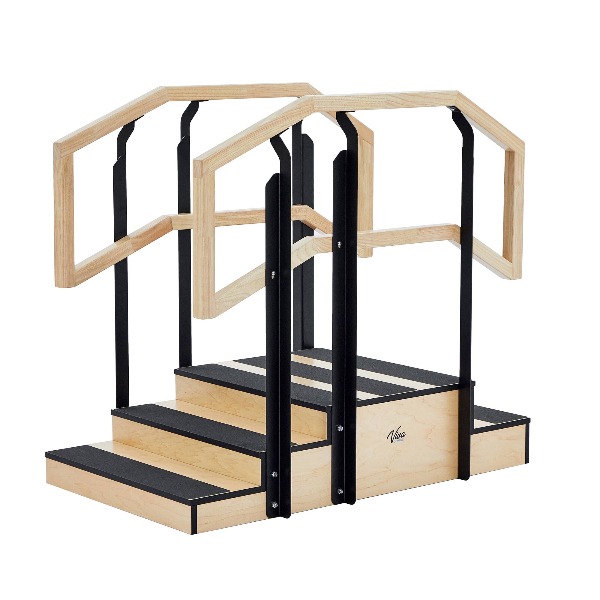 Alt View 9. Viva Comfort - 500 lbs. Capacity Hardwood Non-slip Physical Therapy Staircase - Natural Wood.