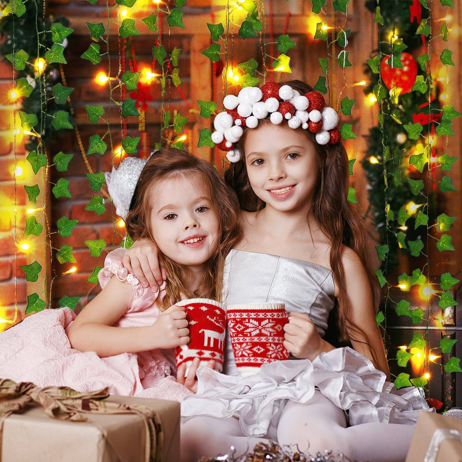 Alt View 4. Paradigms Interiors - Vines For Room Decor 84 Ft With Ce Certified 80 Led String Lights Artificial Plant Ivy Aesthetic Home Bedro... - 84FT 12PCS IVY.