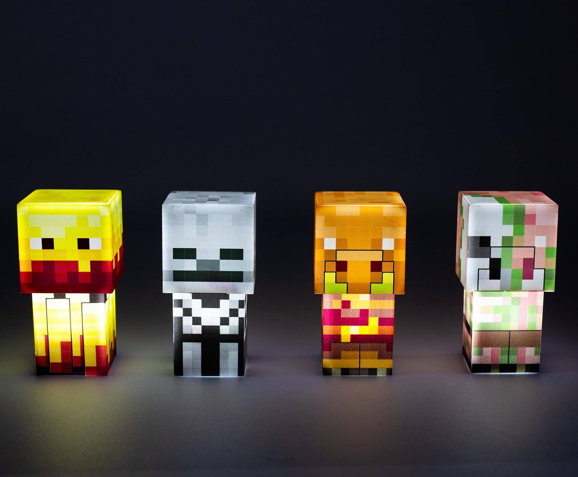 Alt View 1. Ukonic - Minecraft Mini Mob Figure Mood Lights | Skeleton, Blaze, Piglin, Zombified Piglin - Blue.
