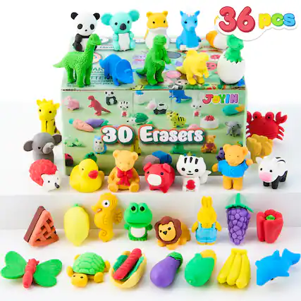 FAVOLI 36 pcs adidddas . de C. AR AJARU FOI L..E TTE TUPFEMER vieni - ans. JOYIN 30 Erasers