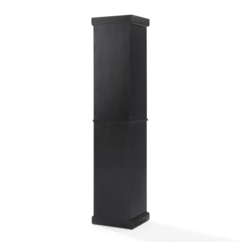 Back. Crosley Furniture - Seaside Tall Linen Storage Cabinet - Distressed Black.