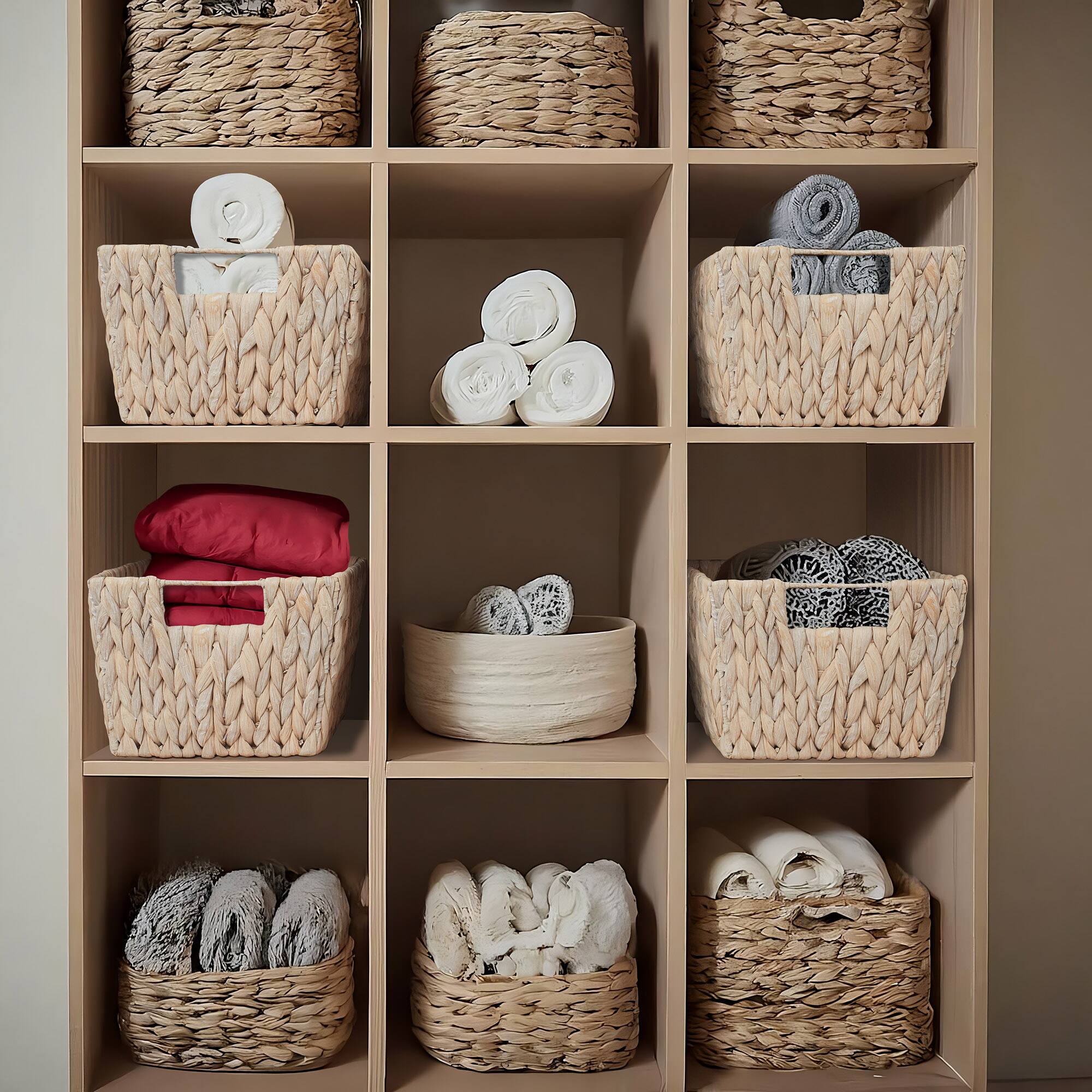 Alt View 2. Casafield - 4pk Hyacinth Seagrass Storage Baskets with Handles for Shelves - Whitewash - Hyacinth.