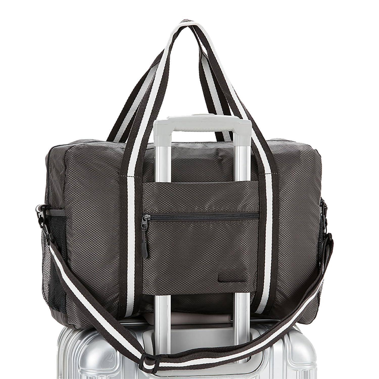 Paradigms Interiors - Foldable Tote Bag For Travel Expandable Lightweight Carry On Luggage Packable Duffle Traveling - Gray