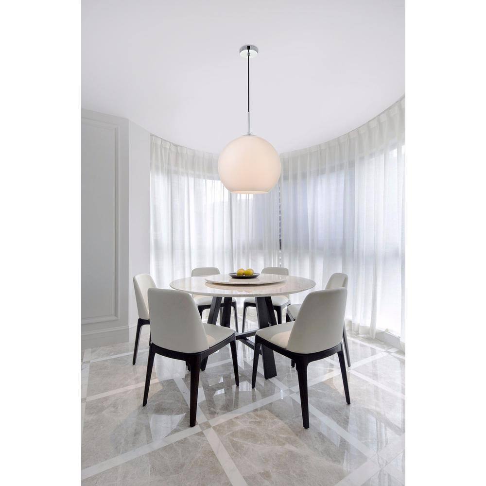 Angle. Living District - Baxter 1 Light Chrome Pendant With Frosted White Glass - Chrome And Frosted White.