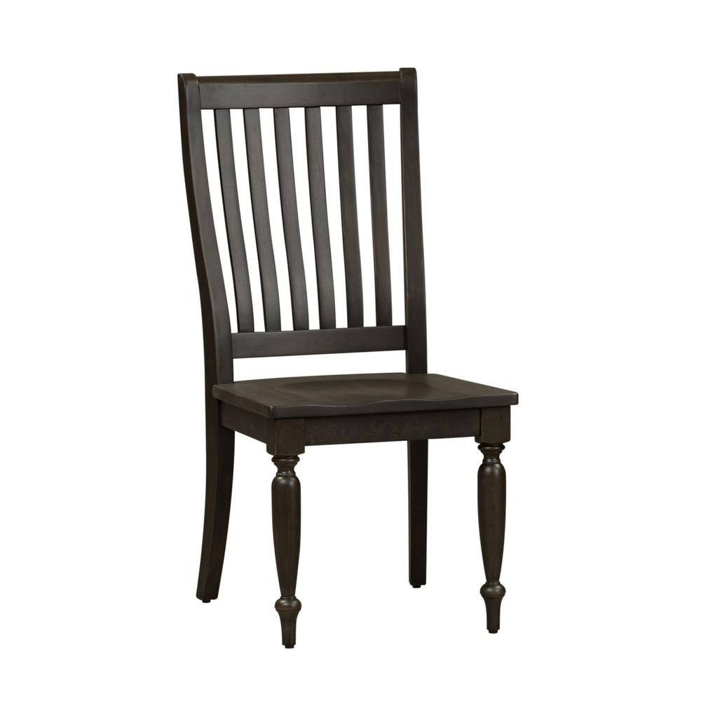 Back. Liberty Furniture Industries - Harvest Home Slat Back Side Chair (RTA) in Chalkboard - Black.