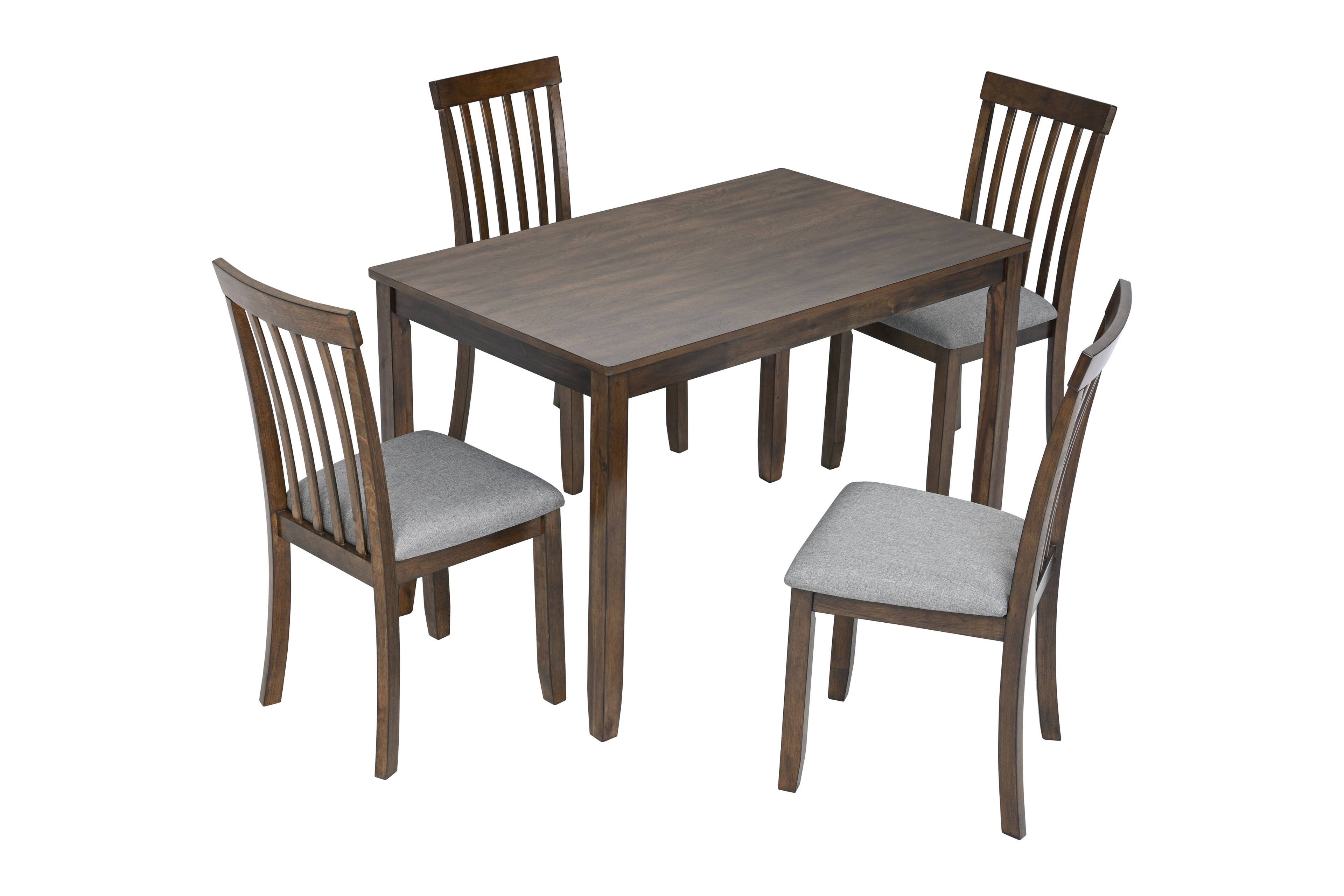 Alt View 1. TinyHomie - Wooden Rectangular Dining Table 4 Person Walnut Only The Table - Brown.