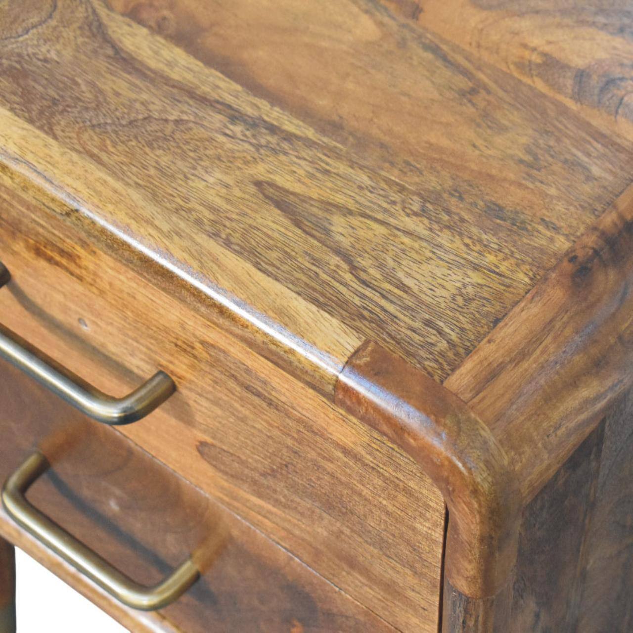 Alt View 2. Artisan Furniture - Artisan Furniture Solid Wood Amber Oak Bedside Table, 2 Drawers, Brown - Brown.