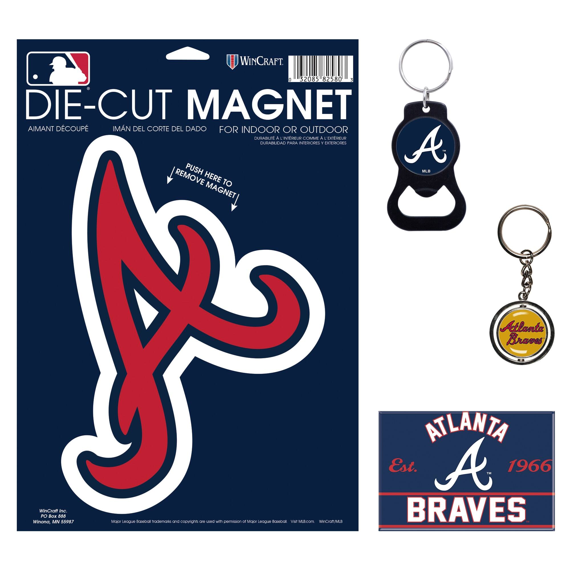WinCraft - Atlanta Braves 4-Pack Key Rings and Magnets Set - Multicolor