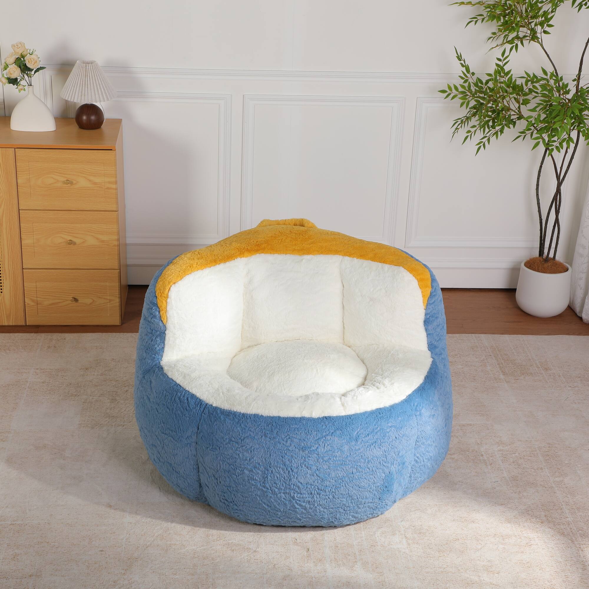 Alt View 7. GOODSILO - Oversized Bean Bag Chair Lounger Sofa with Faux Fur Cover and Shredded Foam Filling for Living Room Comfort - Multicolor.