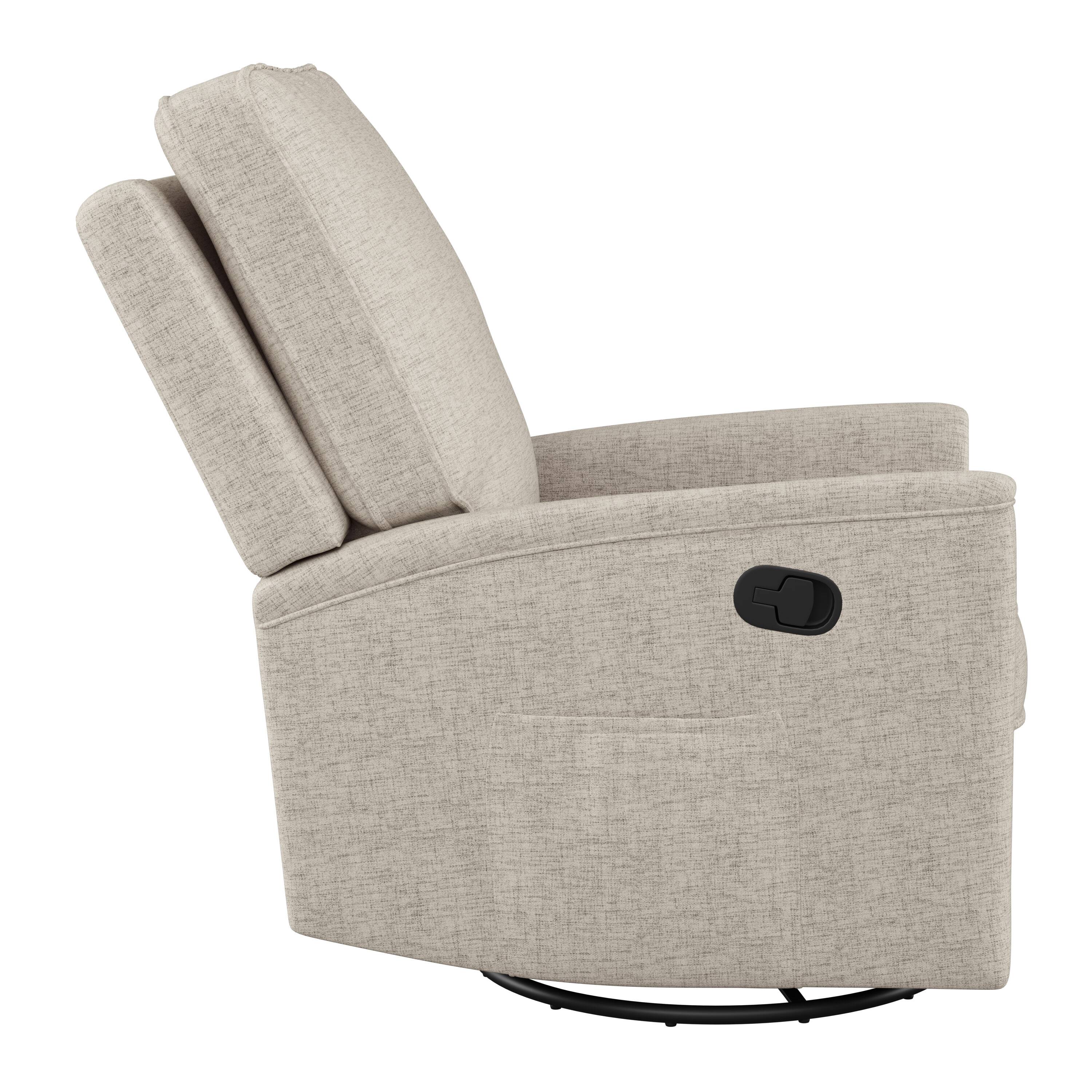 Left. CorLiving - Jasmine Fabric Upholstered Contemporary Swivel and Glider Recliner Chair - Beige.
