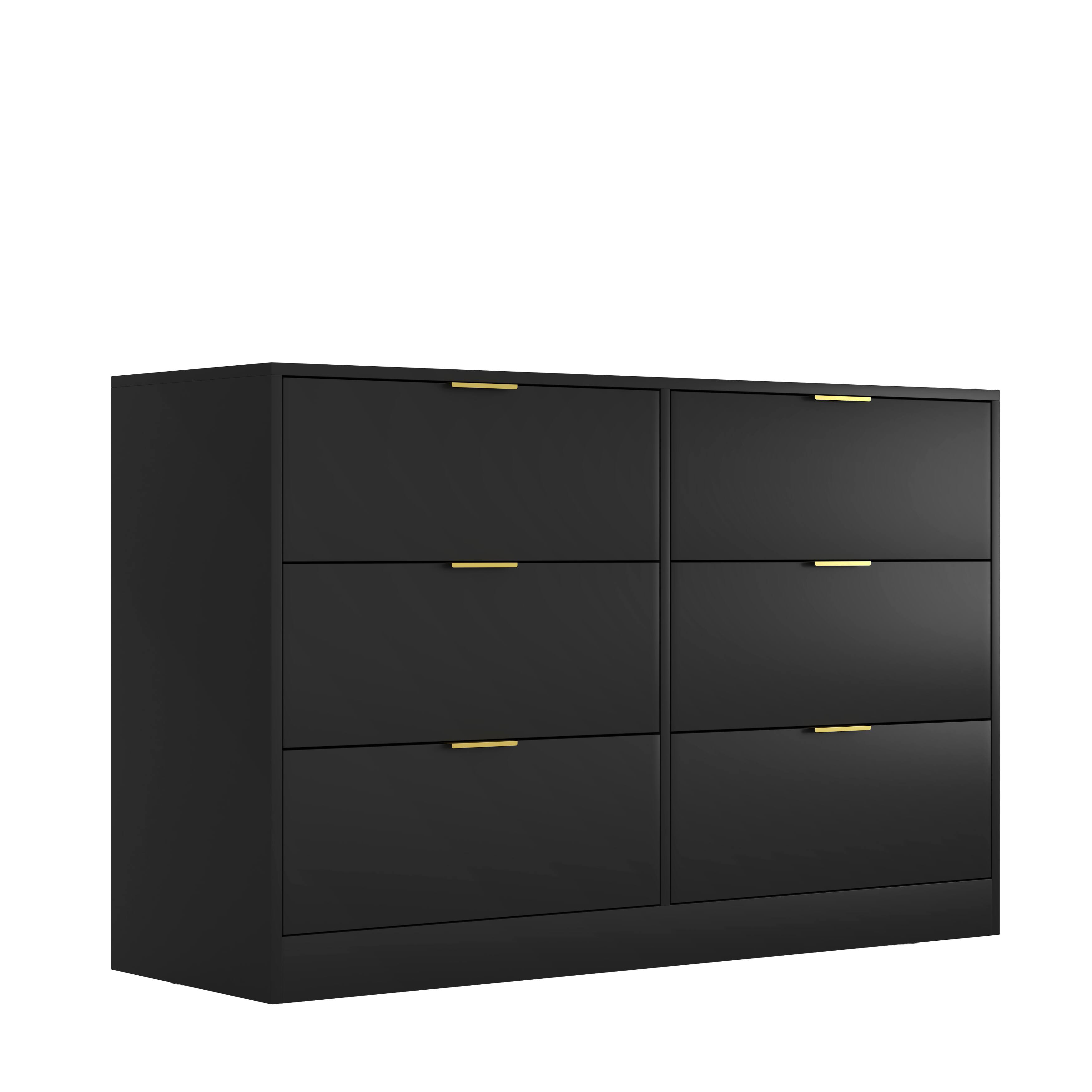 Alt View 5. Z-Edge - 6 Drawer Dresser for Bedroom, Modern Chest of Drawers, Wood Storage Double Dresser with Deep Drawers for Living Room - Black.