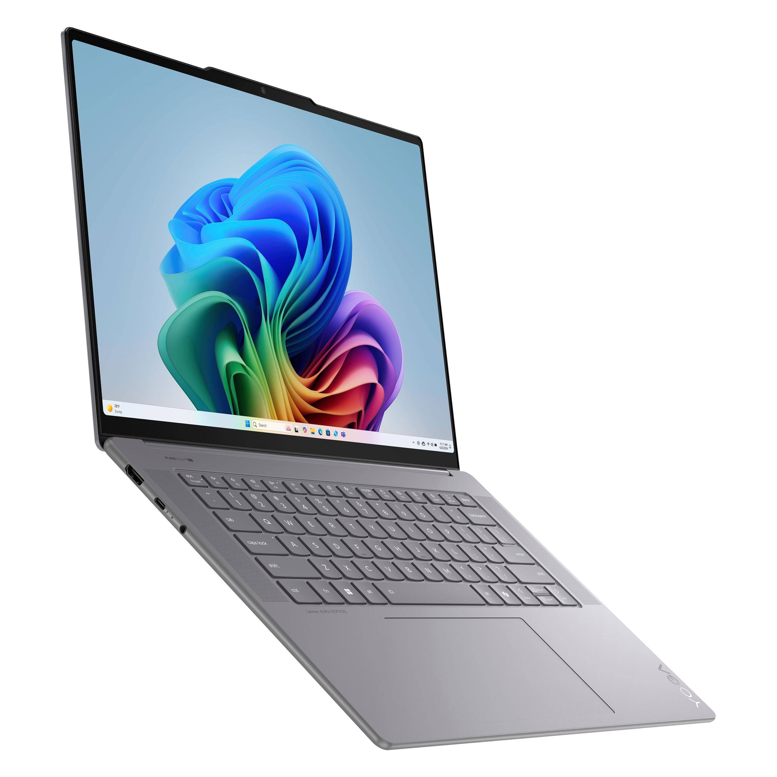 Alt View 7. Lenovo - Yoga Slim 7i Aura Edition - Copilot+PC - 15.3" 3K 120Hz Touchscreen Laptop - Intel Core Ultra 7 256V - 16GB - 4TB - Luna Gray.