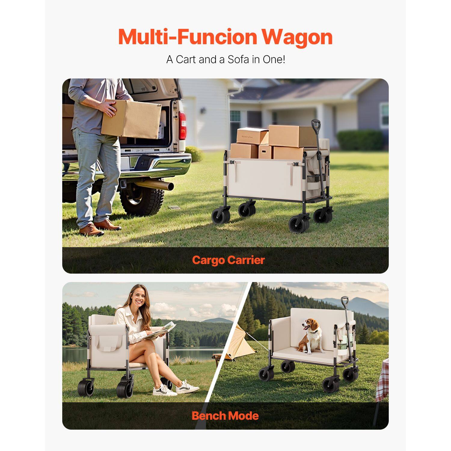 Multi-Function Wagon  
A Cart and a Sofa in One!  

Cargo Carrier  
Bench Mode