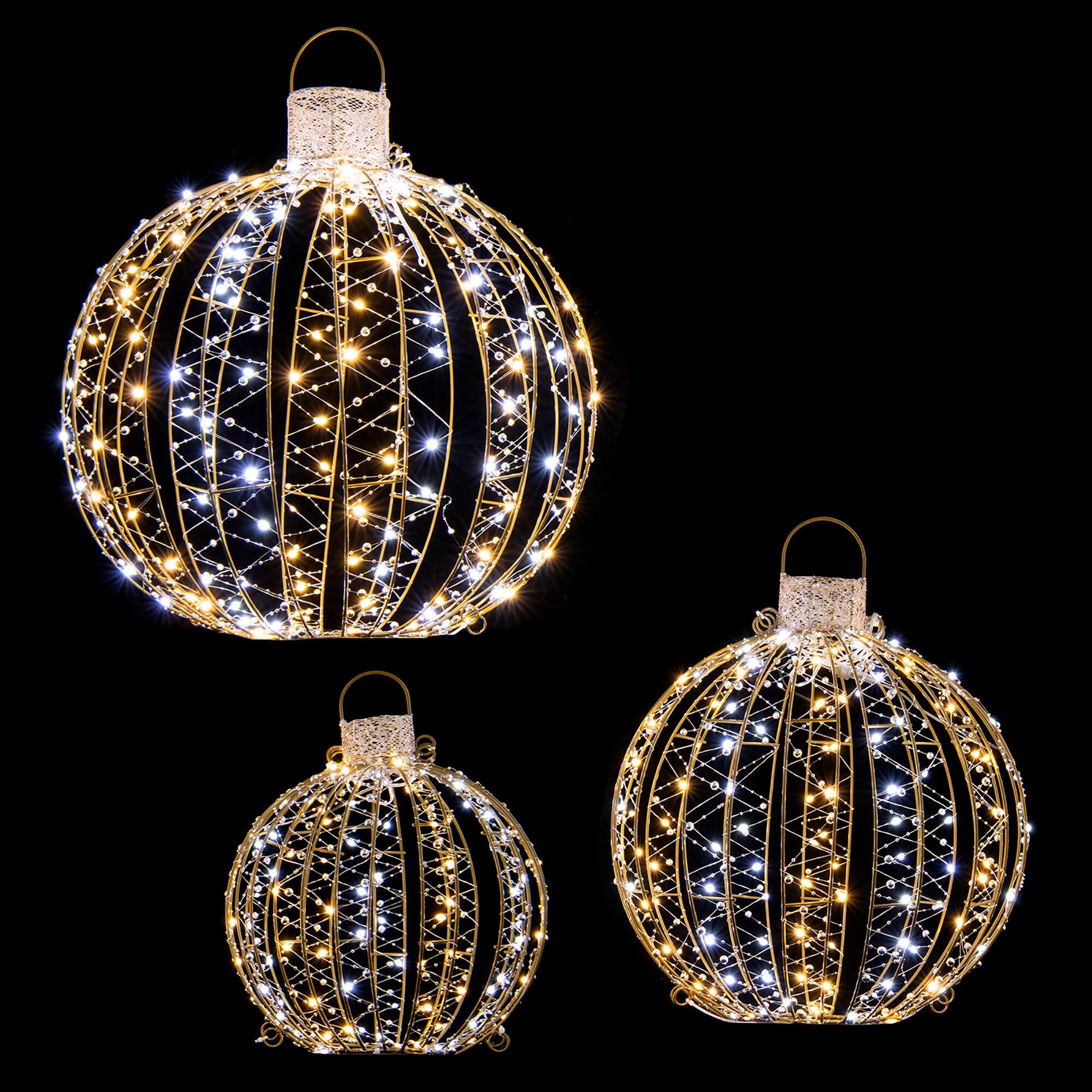 Alt View 19. Costway - 3 Pack Christmas LED Light Balls Outdoor Hanging Light Spheres w/360 Lights - Gold.