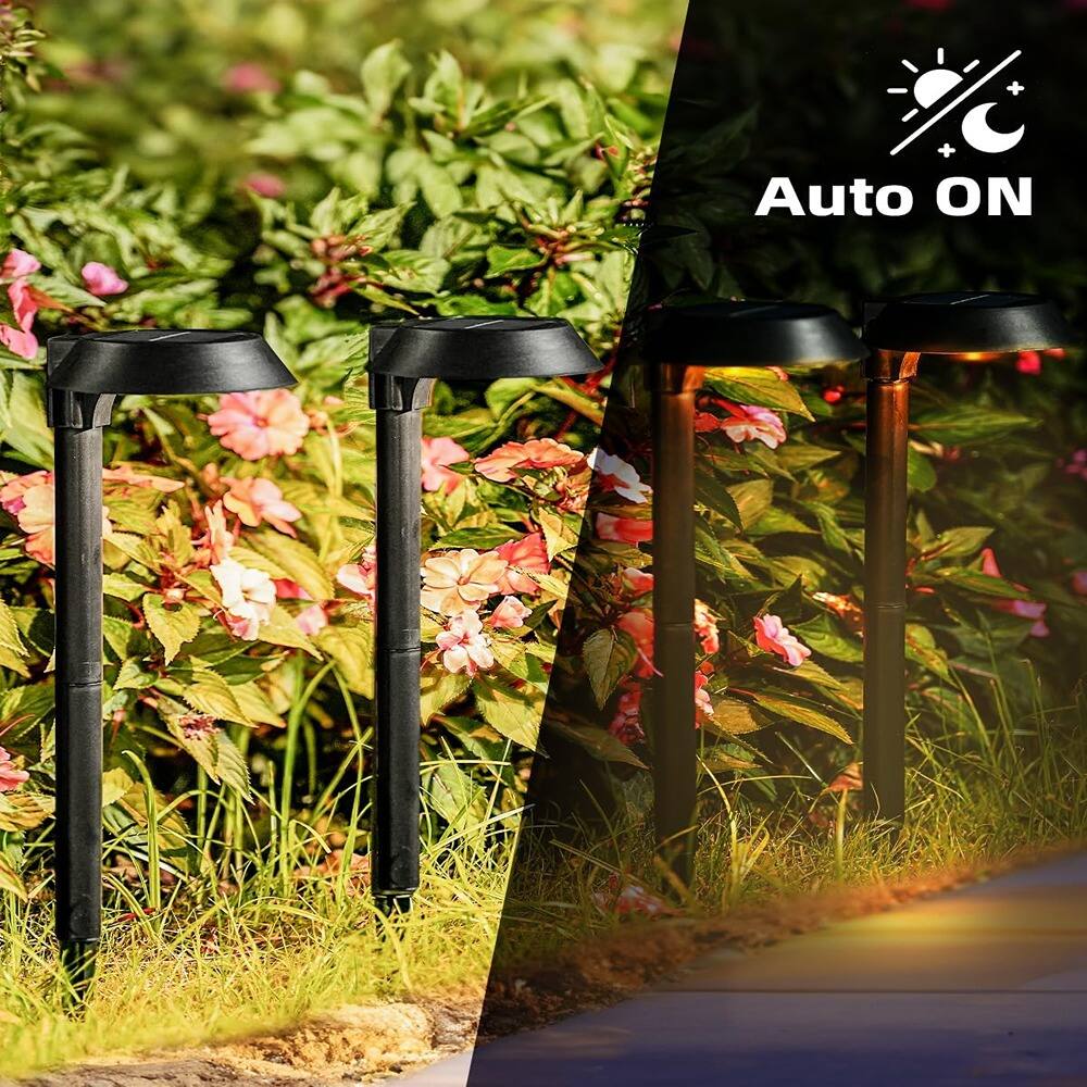 Back. MOSZAR LLC - Solar Lights Outdoor Waterproof, LED Solar Pathway Lights - Black.