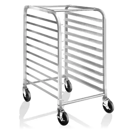 Front. GRIDMANN - 10 Sheet Commercial Kitchen Bakery Rack - Silver.