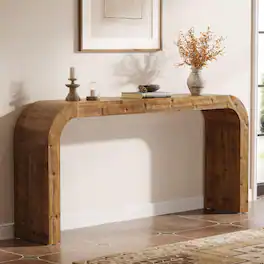 Tribesigns - Solid Wood Console Table with Space-Saving Design and Rectangular Top for Entryway - Brown