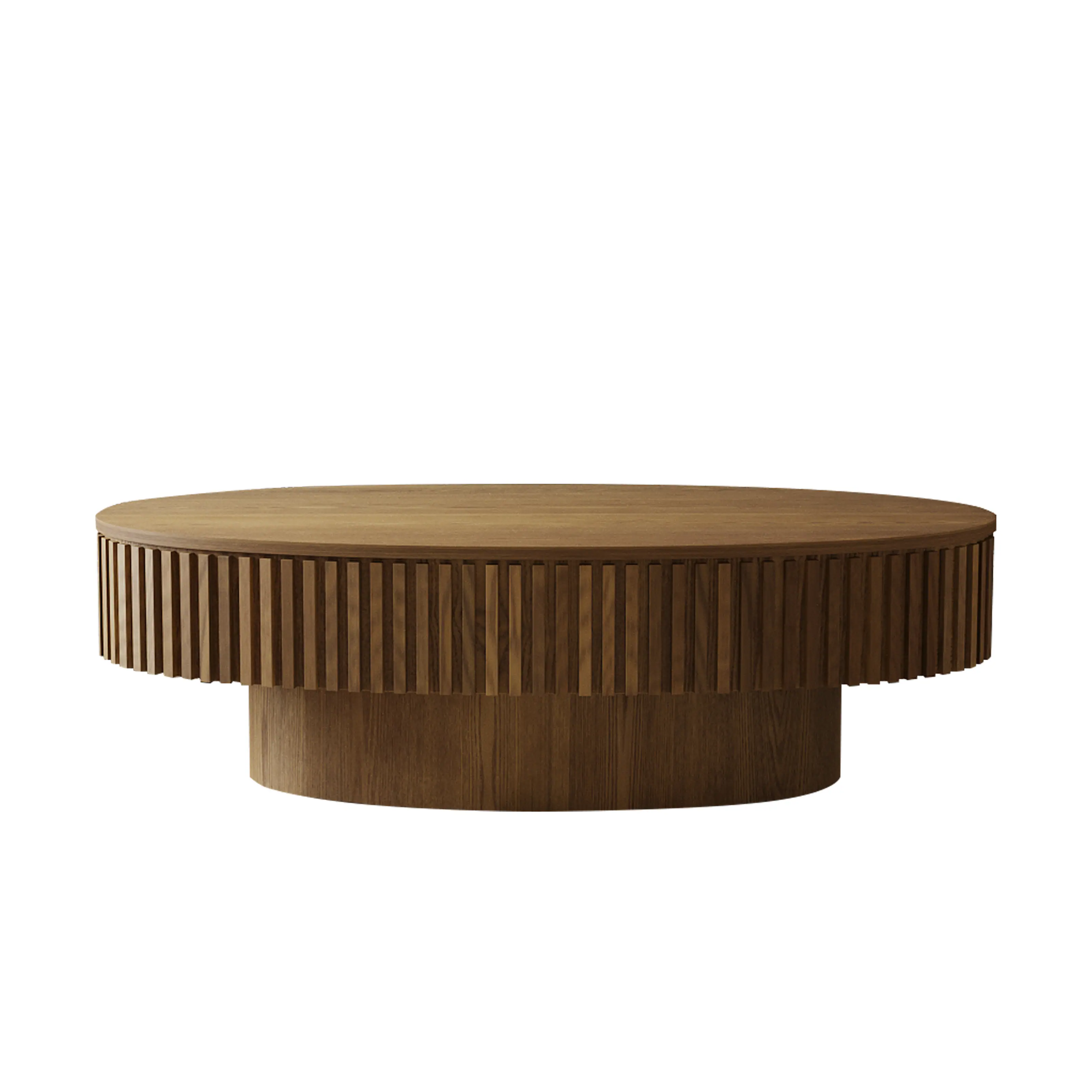 Alt View 7. Loheer - Loheer 47 Inch Oval Wood Coffee Table with Storage Brown Modern Solid Wood Veneer Center Table for Living Room - Brown.