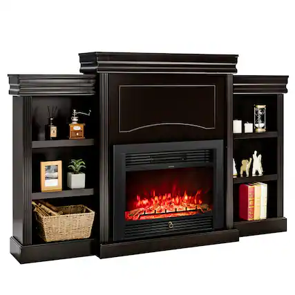 Front. Costway - Costway 70" Fireplace TV Stand Media W/ 28.5" 750W/1500W Electric Fireplace - Brown.