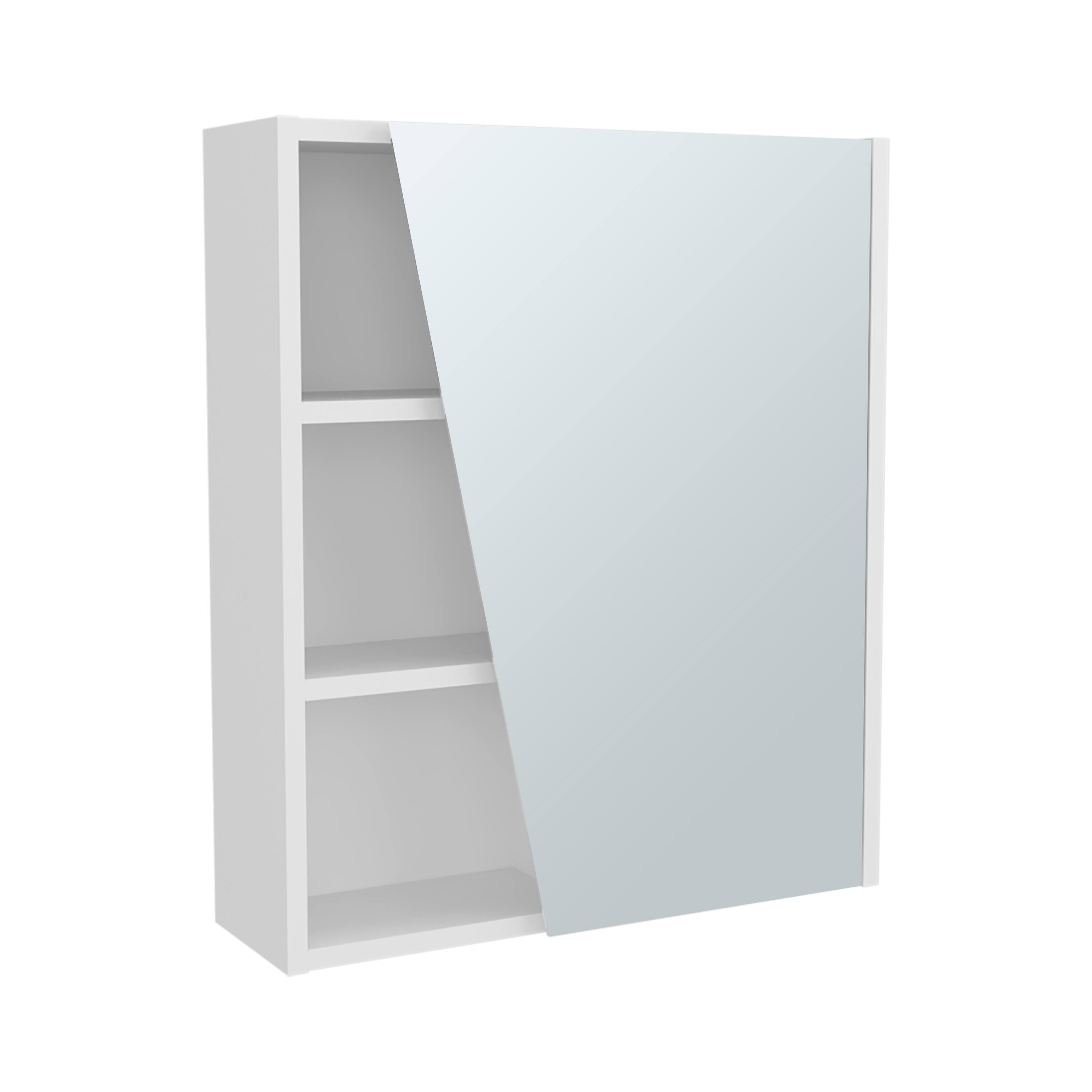 Back. TuHome - Quintana Wall-Mounted Mirror Medicine Cabinet With One Door And Four Open Compartments - White.