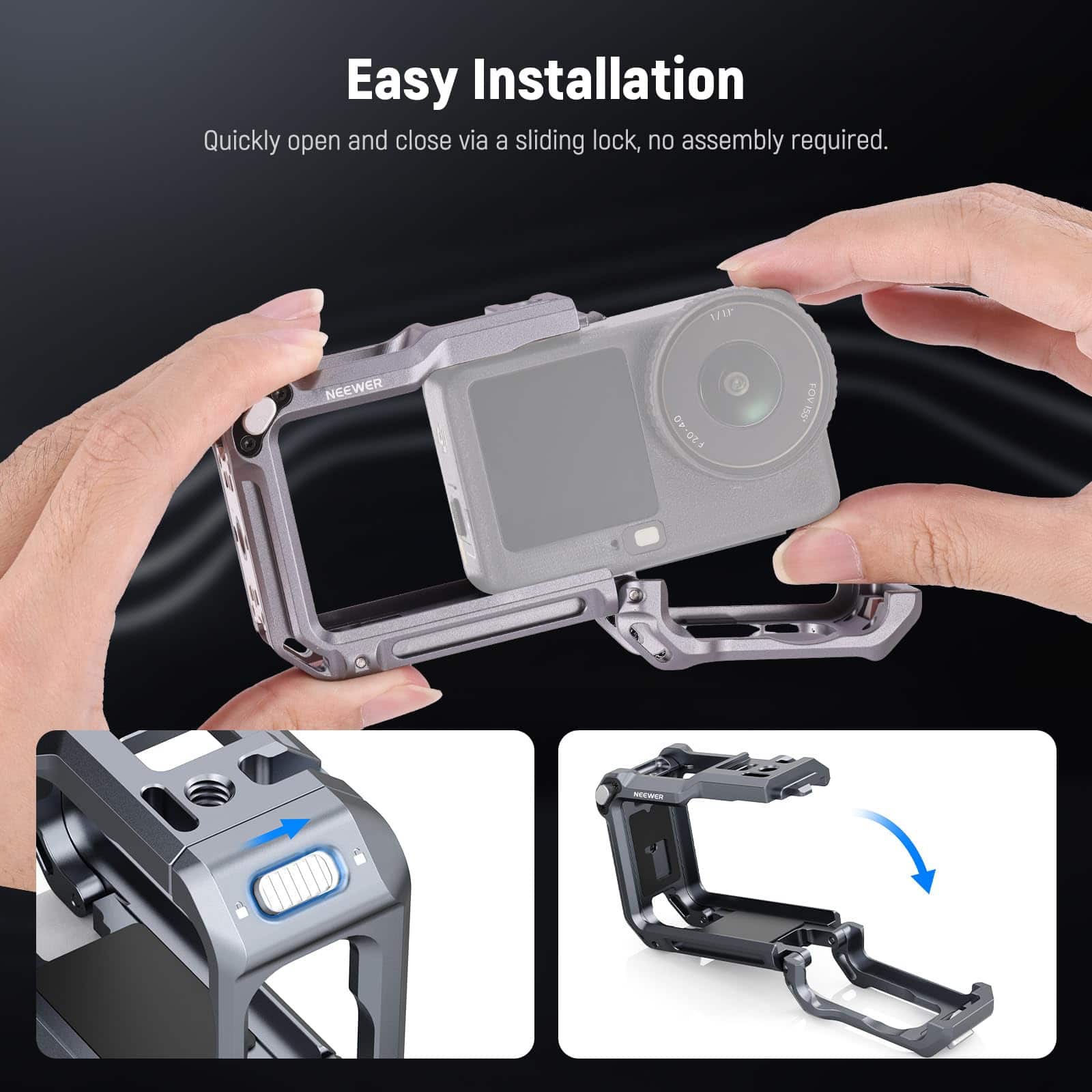 Neewer Aluminum Quick Release Cage for DJI Osmo Action 6, 1/4