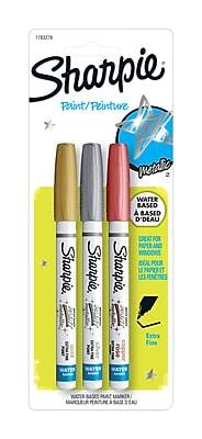 Sharpie - Water-Based Paint Markers, Extra Fine Tip, 3/Pack - Assorted Metallic