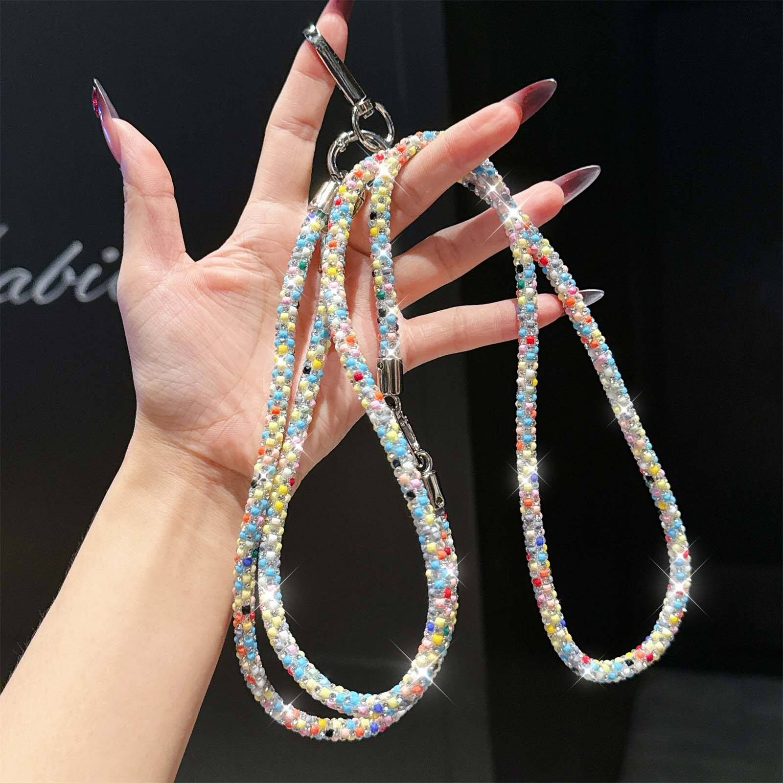Angle. Dteck - 3-in-1 Glitter Crossbody Phone Lanyard,Sparkly Crystal Phone Strap Fashion Wrisrstrap for Universal Smartphone Cases - Colorful.