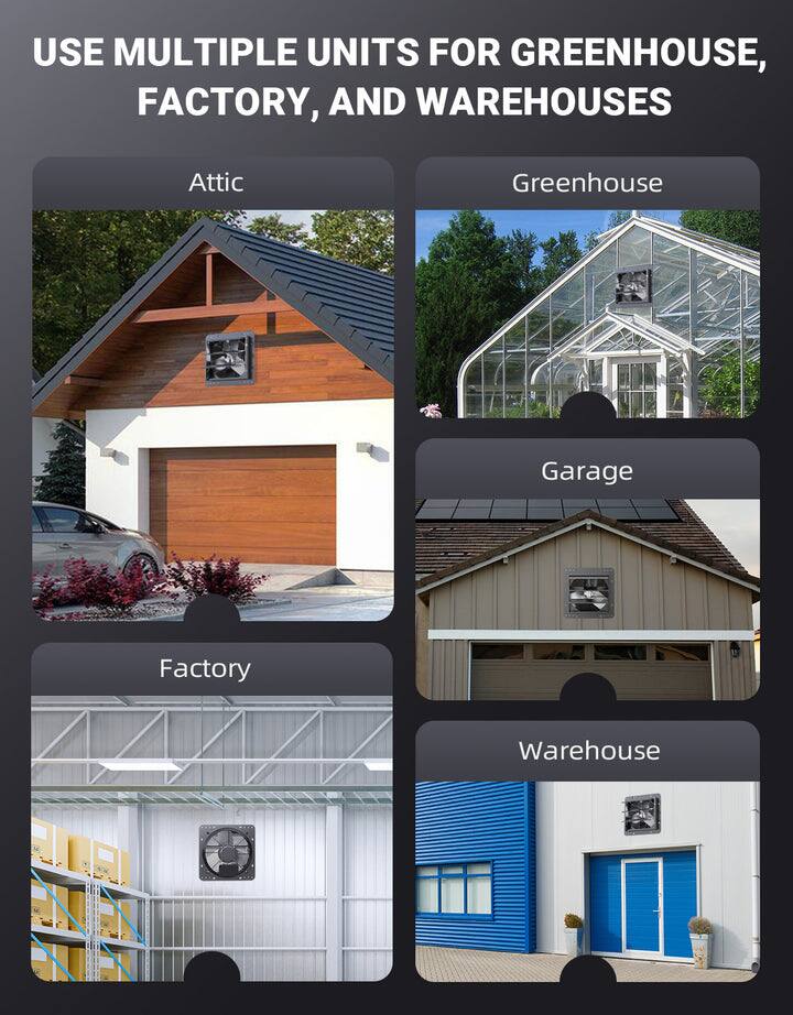 USE MULTIPLE UNITS FOR GREENHOUSE, FACTORY, AND WAREHOUSES

- Attic
- Greenhouse
- Garage
- Factory
- Warehouse