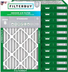 Filterbuy - 12x22x2 MERV 8 Dust & Allergy Defense, Electrostatic Pleated HVAC AC Furnace Air Filters Replacement (12-Pack) - Silver