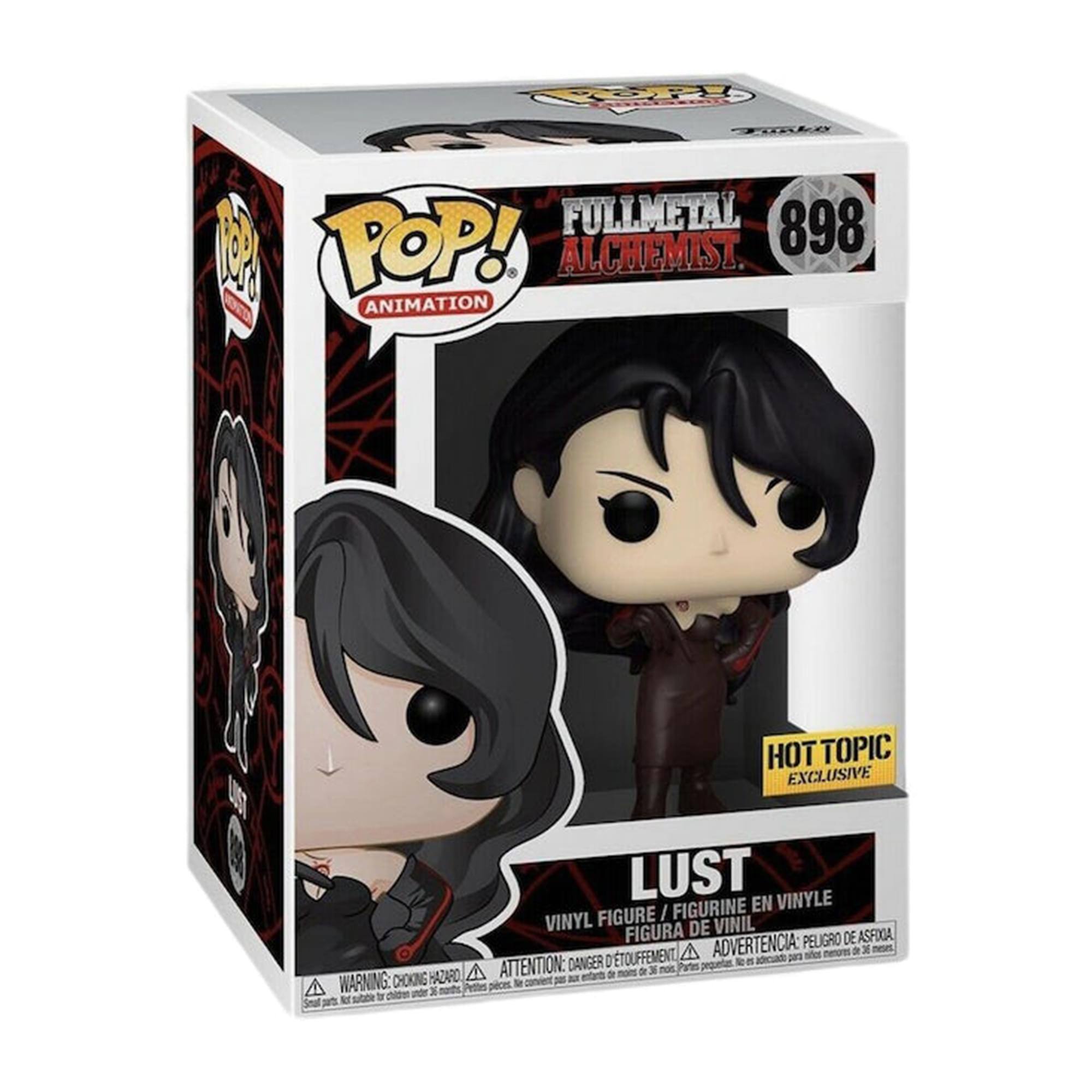 **Fullmetal Alchemist 898**

**Pop! Animation**

**Lust**

**Vinyl Figure / Figurine en Vinyle / Figura de Vinilo / Figura de Vinil**

**Hot Topic Exclusive**

**Warning: Choking Hazard - Small parts. Not for children under 3 years.**

**Attention: Danger de suffocation - Petite pièce. Ne convient pas aux enfants de moins de 3 ans.**

**Advertencia: Peligro de asfixia - Piezas pequeñas. No es adecuado para niños menores de 3 años.**

**Danger: Étouffement - Petite pièce. Ne convient pas aux enfants de moins de 3 ans.**