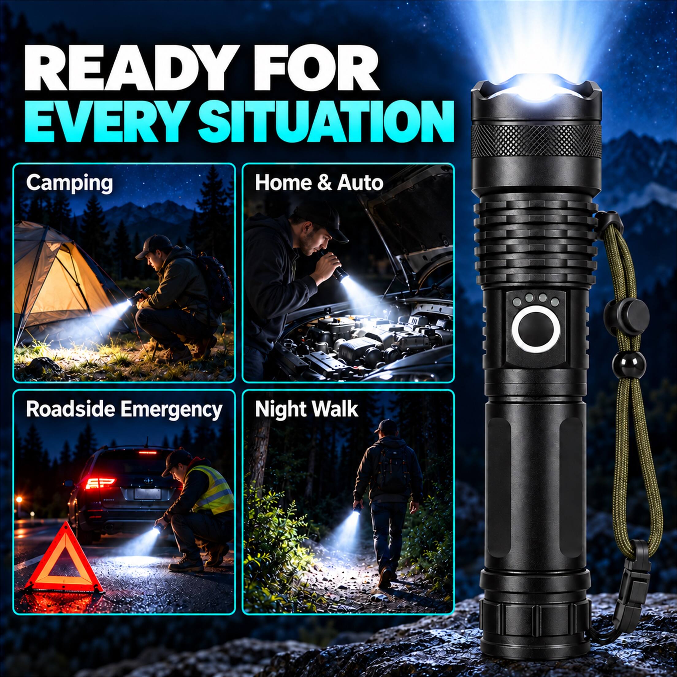 READY FOR EVERY SITUATION

Camping  
Home & Auto  
Roadside Emergency  
Night Walk