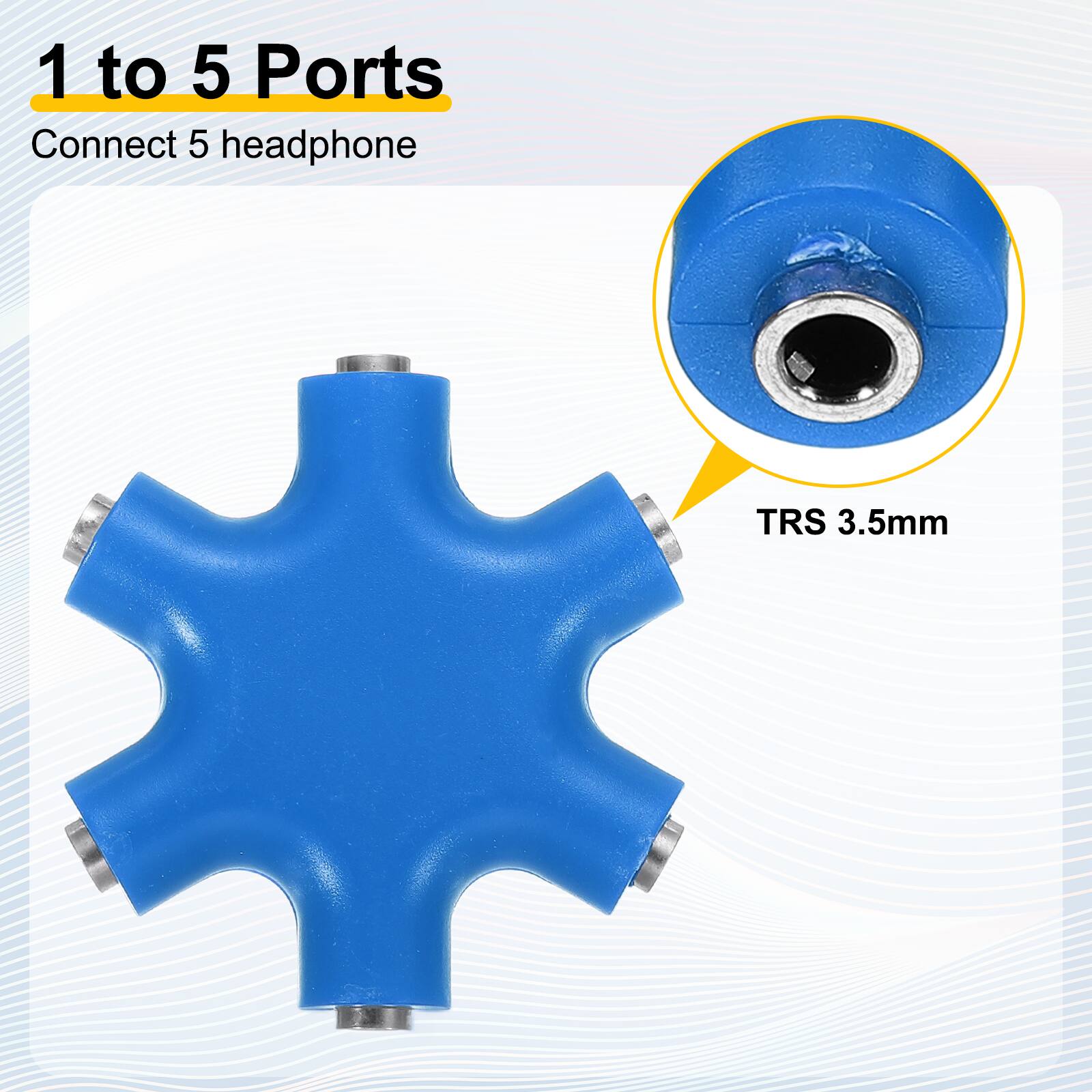1 to 5 Ports  
Connect 5 headphone  
TRS 3.5mm