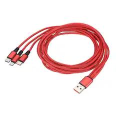 Front. Unique Bargains - Multi USB-A to Micro USB, Type-C & Fast Type-C 1-in-3 Cable, 47" Nylon Braided 2A for Phone/PowerBank/Tablet - Red.