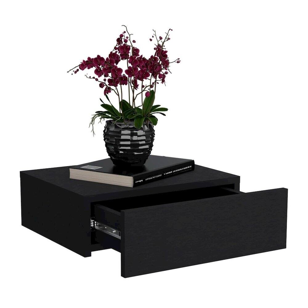 Alt View 1. TuHome - Milano Floating Nightstand Black MDF - Black.