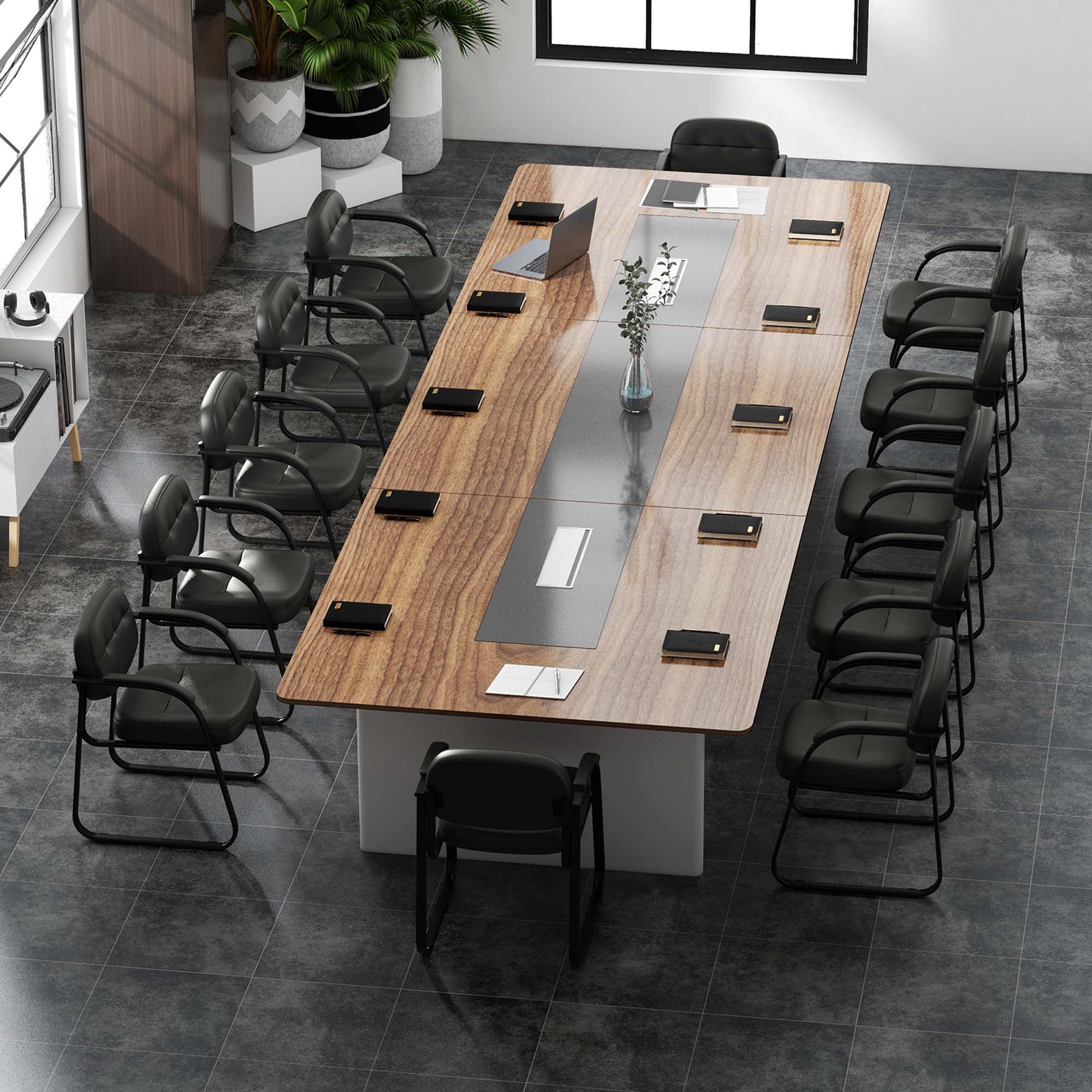 Angle. Costway - Waiting Room Chair Set of 12 with Sled Base and Padded Arm Rest Home - Black.