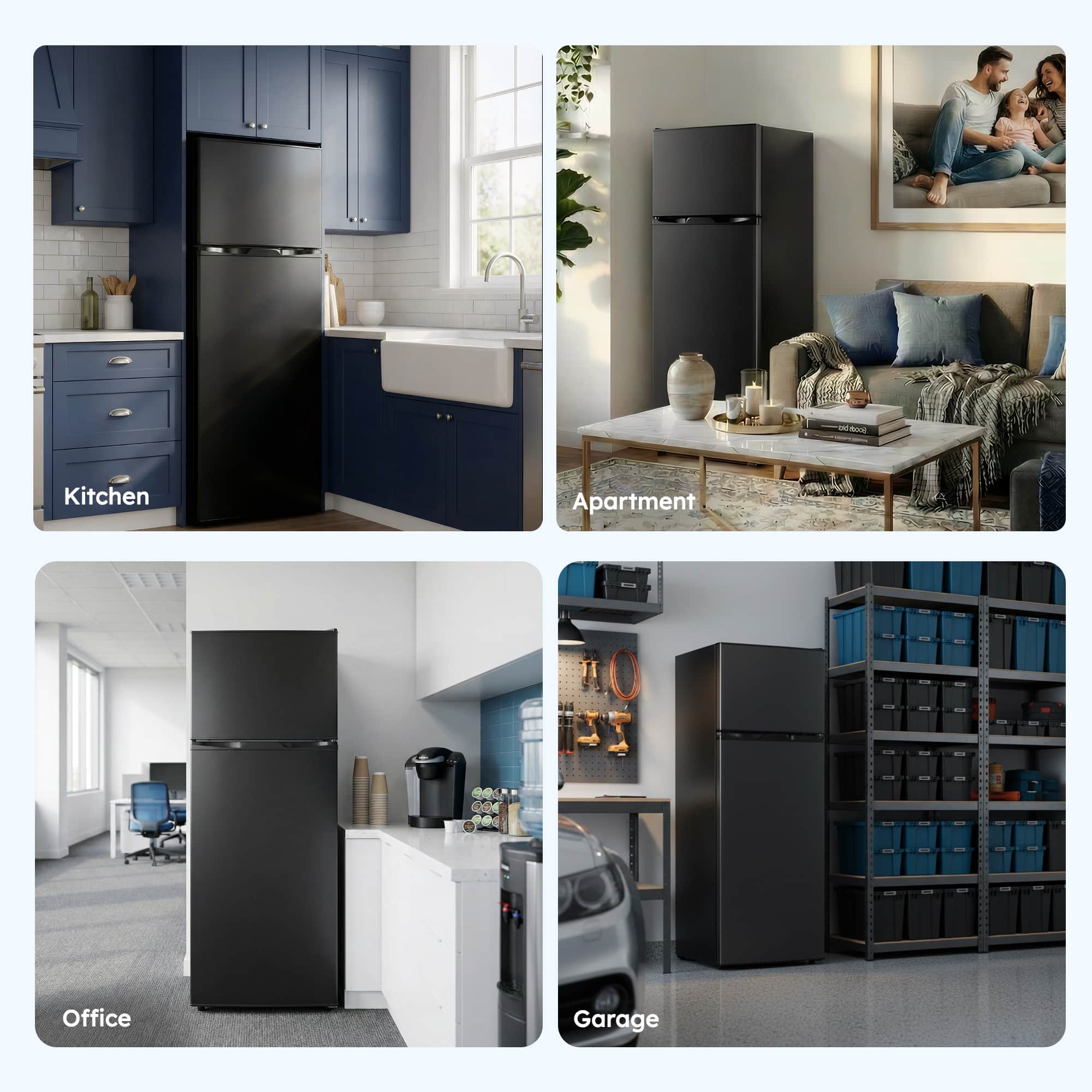 Euhomy 7.4 Cu.Ft Top Freezer Refrigerator, Reversible Door, ETL