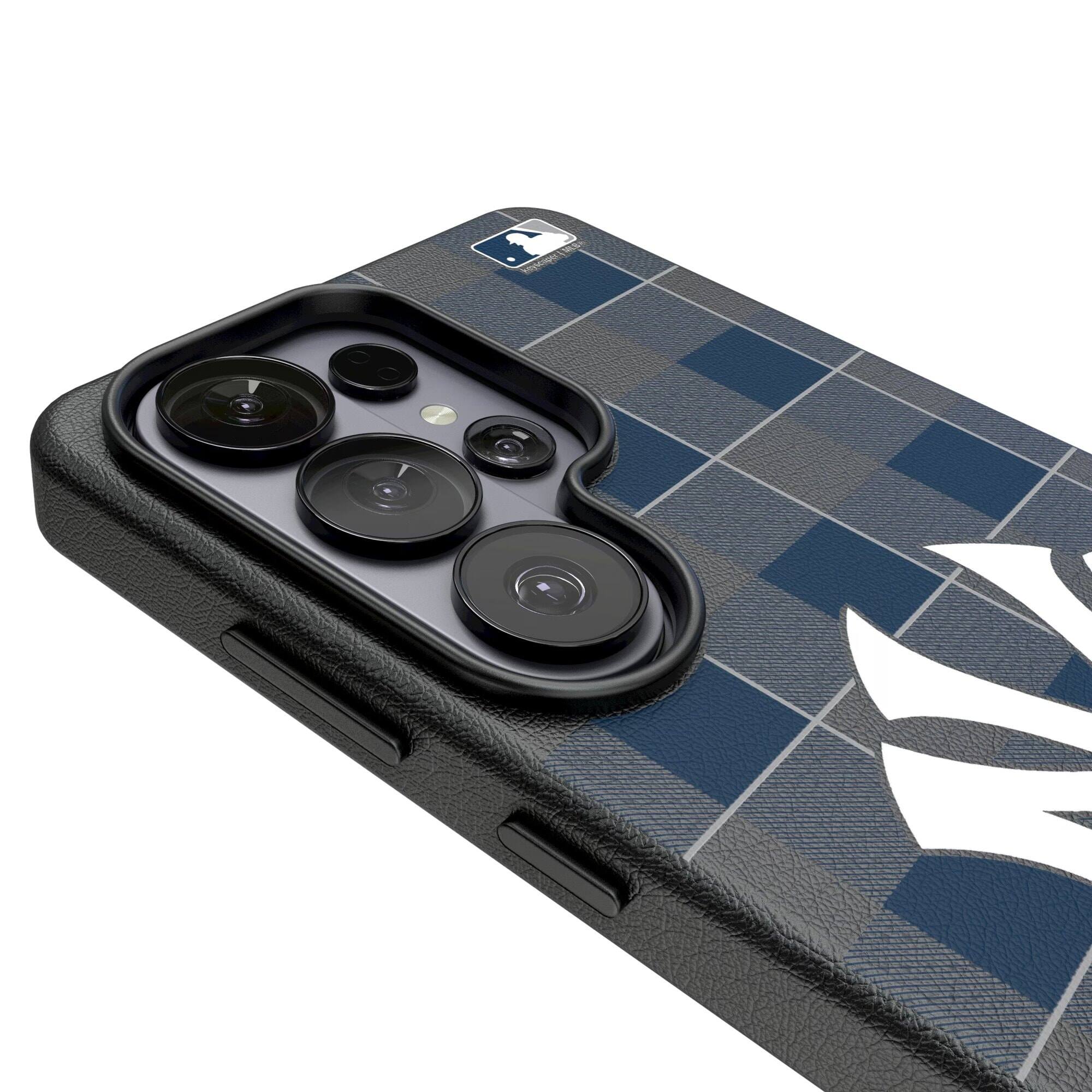 Alt View 2. Keyscaper - New York Yankees Plaid Galaxy Magnetic Bump Case - S25 Ultra - Black.